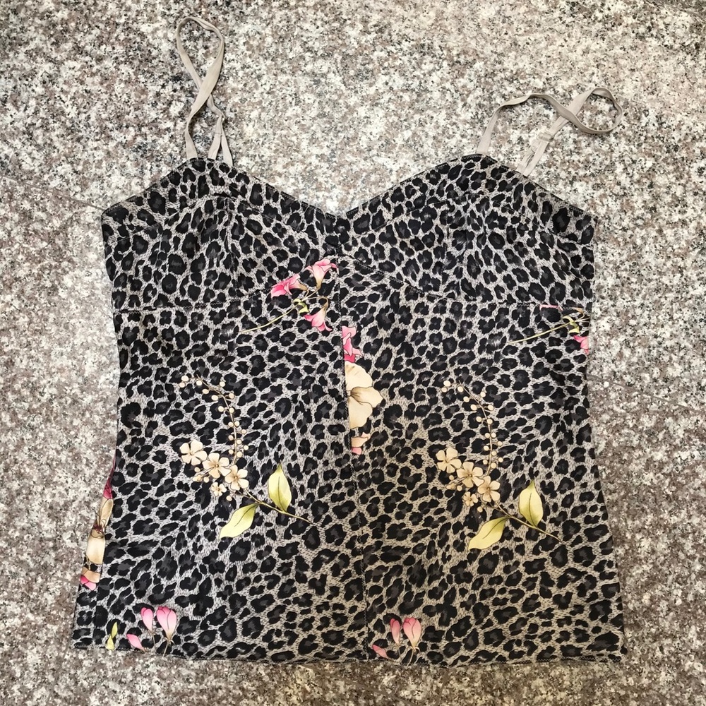 SOLD* y2k vintage cheetah x floral bustier top